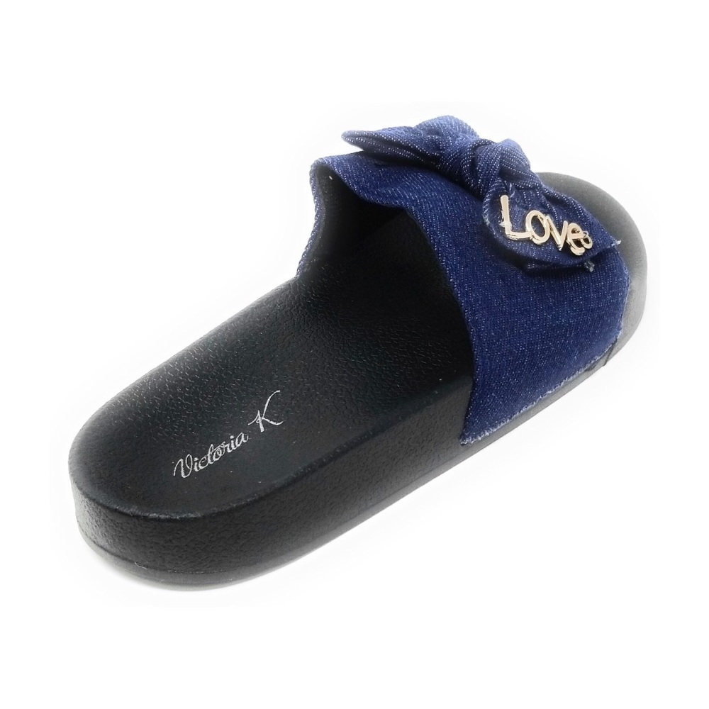 ☂Women Denim Slip-Ons Bow Tie Mule Sandals SP-2653 - Picture 2 of 3